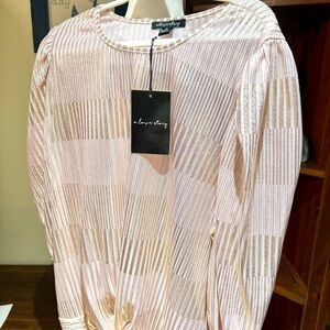 A.L.C. Pink and Gold Striped Satin Blouse